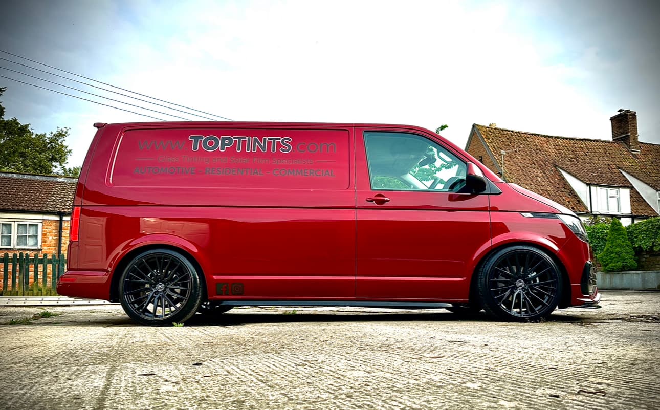 Top tints company van side view